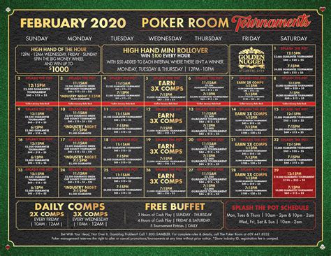 golden nugget tournament schedule.